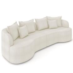 Sofá 4 Lugares 270cm Orgânico Quito K04 Bouclê Areia - Mpozenato