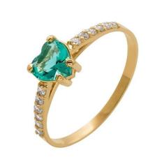 Anel de Ouro 18k com Coração de Zircônia - Meu Anel, 15