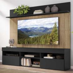 Rack com Painel TV 65&quot; Madri Multimóveis Preto/Rustic e Prateleira Preta