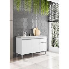 Balcão Gabinete de Pia Tatiane 120cm Branco S/Tampo - AJL Móveis