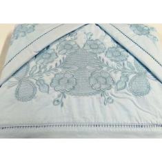 Jogo Lençol Casal Bordado 4 Pçs 100% Algodão 200 Fios Percal