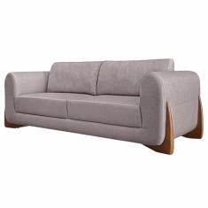 Sofá Decorativo 3 Lugares 250cm Pés em Madeira Buzz Linho Areia Rústica G63 - Gran Belo