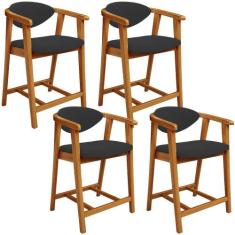 Kit 04 Banquetas Baixa Para Cozinha Sala Jantar Bancada Cecília L02 Su