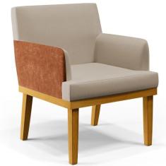 Poltrona Decorativa Para Sala de Estar Base Mel Beatriz W01 Linho Bege