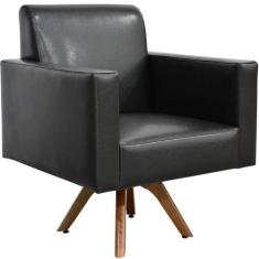 Poltrona Decorativa Giratória Sala de Estar Base de Madeira Helô L02 m