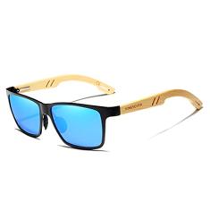Óculos de Sol Kingseven Retro Hastes de Madeira com Proteção Uv400 H5507 (blue)