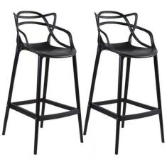 Kit 2 Banqueta Allegra Alta Cozinha Americana Balcão Preto