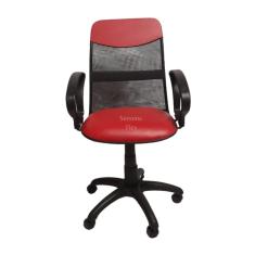 Cadeira  diretor tela giratória com faixa - mecanismo relax -  braço fixo corano vermelho