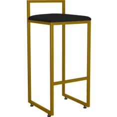 Banqueta Alta Para Cozinha Sala De Jantar Hanna L02 Dourado Corano Pre