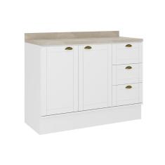 Balcão De Cozinha C- Tampo Bella 2608 C- 2 Portas E 3 Gavetas 120cm Branco - Carraro