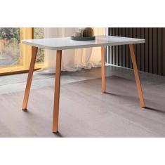 Mesa De Sala Jantar Ariel Menor 1602 C- Tampo Madeirado Vidro 120x80cm Rose-off White - Carraro