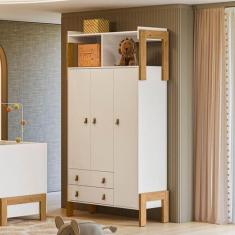 Guarda-roupa 3 Portas / 2 Gavetas com Nicho Fantasia Branco - Qmovi