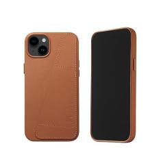 Mujjo Capa carteira de couro para celular - compatível com iPhones 15 Plus e 14 Plus - Capa de couro europeu premium com bolso para cartão - Proteção aprimorada para telefone e câmera - Feita com