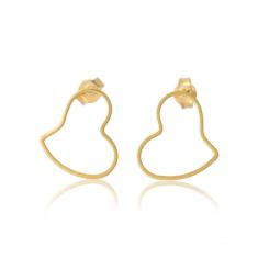 Brinco Pequeno Com Coração Vazado Folheado