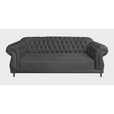 Sofá Chesterfield Elisabeth Suede Cinza Chumbo