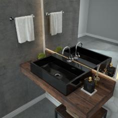 Kit Cuba Rt55 Com Torneira 1198 Metal E Válvula 1 Polegada E Sifão Pvc E Flexível Compace Preto