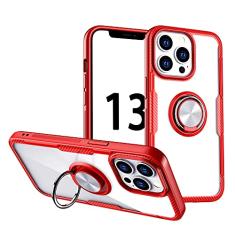 SORAKA Capa transparente para iPhone 13 Pro com suporte para anel,capa de PC rígida transparente Capa iPhone 13 Pro com placa de metal para suporte magnético de telefone para carro