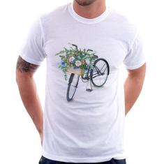 Camiseta Bicicleta Cesto de Flores - Foca na Moda, Branco, P