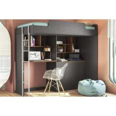 Beliche Multifuncional Office New (cama+escrivaninha De Cpu+baú+nicho+prateleiras) Grafite-jatobá - Santos Andirá