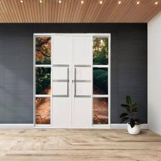 Porta Sacada Lambril 4 Folhas 210 X 180 de Alumínio Branco