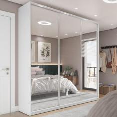 Guarda Roupa Casal 100% MDF BP com 3 Portas Espelho Zermatt - RR Móvei