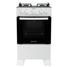 Fogão a Gás de Piso 4 Bocas Atlas Mônaco Plus Mesa de Inox, Branco, Bi