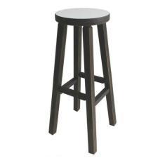 Banqueta Alta Hardman Mad. Padrão Nogueira Assento  Redondo MDF Branco