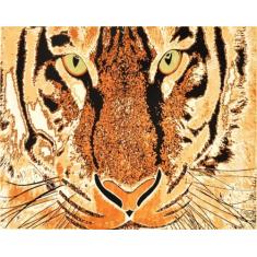 Tapete Tigre Retangular Veludo 98x150 cm Creme