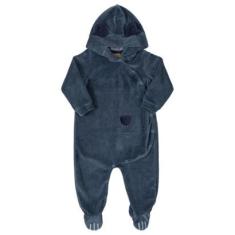 Macacão Plush com Touca e Orelhinha Up Baby-Masculino