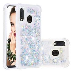 LEMAXELERS Compatível com Galaxy A10E, capa transparente líquida com glitter flutuante areia movediça à prova de choque capa protetora de silicone macio TPU para Samsung Galaxy A10E / A20E. YBL Love