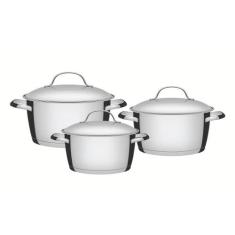 Jogo De Panelas Aço Inox Allegra 3 Peças Tramontina, Inox, 3 Peças