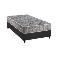 Cama Box Solteiro: Colchão Molas Ensacadas Royal + Base Crc Suede Gray (88x188)