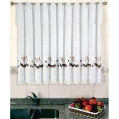 Cortina de Renda - Copa e Cozinha - Bartolini - Galinha Angola - 2,20m