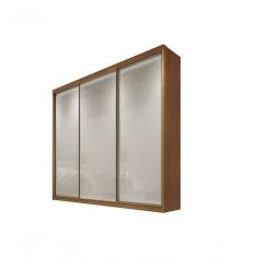 Guarda Roupa Casal Diamond Plus 3 Portas de Correr 8 Gavetas MDF cumaru Off White Móveis Novo Horizonte