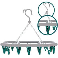 Mini Varal Oval com 24 Prendedores na cor verde, LAV6803, Flash Limp