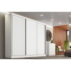 Guarda Roupa Casal Arezzo Plus 3 Portas de Correr 3 Gavetas MDF Branco Móveis Novo Horizonte