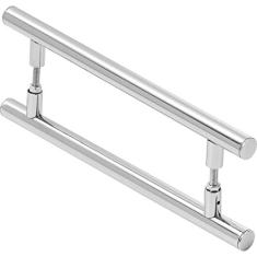 Puxador De Porta Redondo Para Vidro E Madeira 80cm, MetalCromo, Alto Brilho