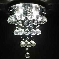 LUSTRE DE CRISTAL PARA SALA, QUARTO COM 60 CM DE ALTURA BASE DE INOX POLIDO 30 CM DE DIÂMETROS