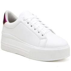 Tênis Feminino Solado Grosso Plataforma Flatform Branco Básico-Feminino