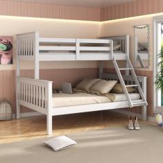 Beliche Solteiro/Casal em Madeira Maciça Moderno Branco