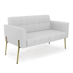 Sofá Namoradeira 2 Lugares Base Pé De Ferro Dourado Elisa Linho Cinza A05 D03 - D`rossi