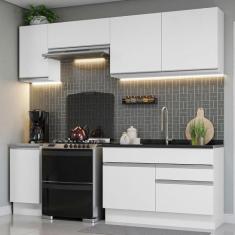 Armário de Cozinha Completa 240cm Branco Glamy Madesa 07, Branco