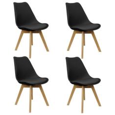 Kit 4 Cadeiras Charles Eames Leda Luisa Saarinen Design Wood Estofada 