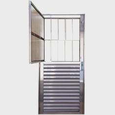 Porta Social Palheta de Alumínio 210 X 80cm Linha 25 Lado Direito Esquadrias Bergamo