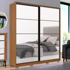 Guarda Roupa Casal 2 Portas Com Espelhos Roma Nogueira Preto - CasaH