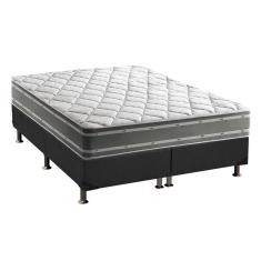 Cama Box King: Colchão Anatômico Anjos D33/EP Supremo Track Double Face + Base crc Suede Gray(193x203)