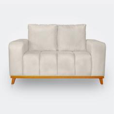 Sofá 2 Lugares Memphis Ultra Conforto em Madeira Maciça e Suede Bege -