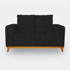 Sofá 2 Lugares Memphis Ultra Conforto em Madeira Maciça e Suede Preto 
