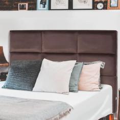 Cabeceira Estofada Para Cama Box Casal 127x142 Veludo Marrom - BF Colc
