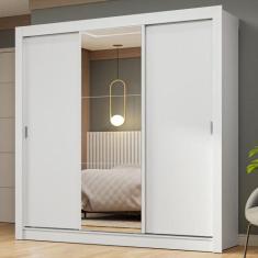 Guarda-Roupa Casal 3 Portas de Correr com Espelho Branco Nobre Madesa,